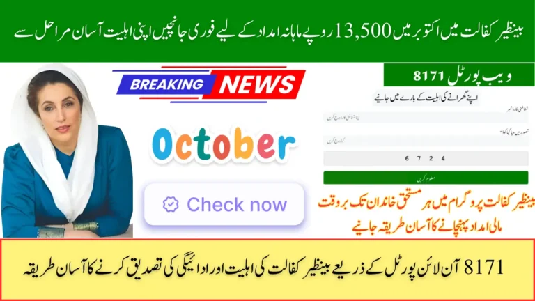 Benazir Kafaalat October 2025 Payment Verification via SMS and Portal
