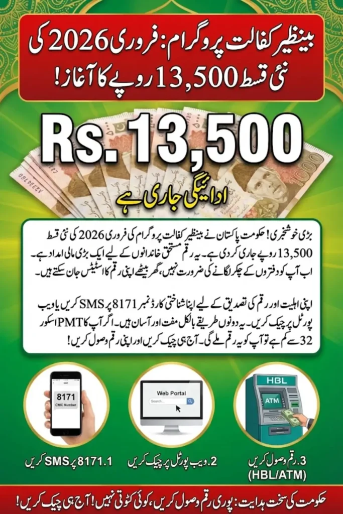 BISP 8171 CNIC Result Check For Latest 13500 February Payment