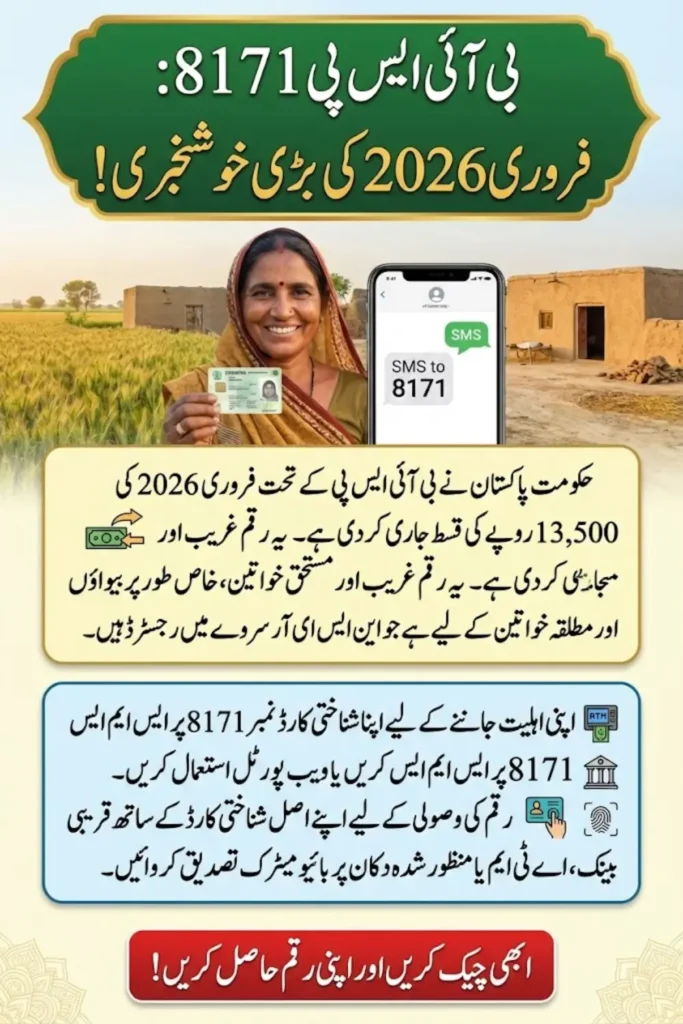 BISP 8171 February 2026 Easy CNIC Payment Verification and Rs. 13,500 Eligibility Guide