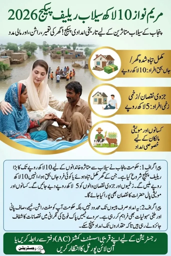 Maryam Nawaz 10 Lakh Flood Relief Package Registration Process