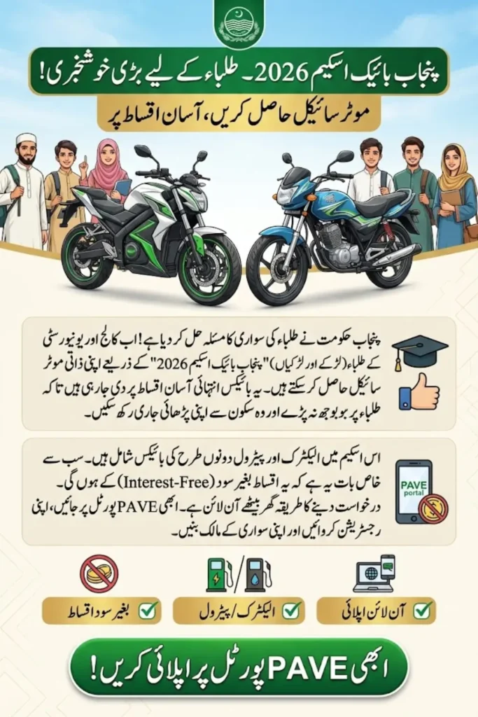 Punjab Bike Scheme for Students 2026 Started Again Apply Via Pave Portal